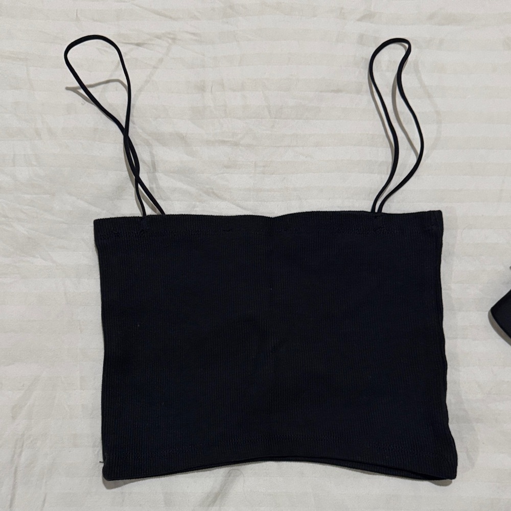 Zara Black Spaghetti Strap Ribbed Camisole